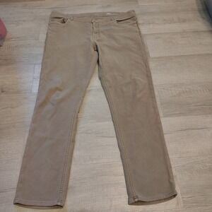 Faherty Brand Men 40 Khaki Tan 5-Pocket Stretch Slim Straight Jeans Cotton Blend